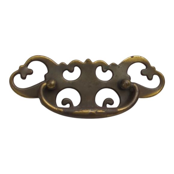 Lot 2 VTG Brass Craftsman Cabinet Armoire Dresser Drawer Bail Pull Handle 2 1/4" - Picture 5 of 7